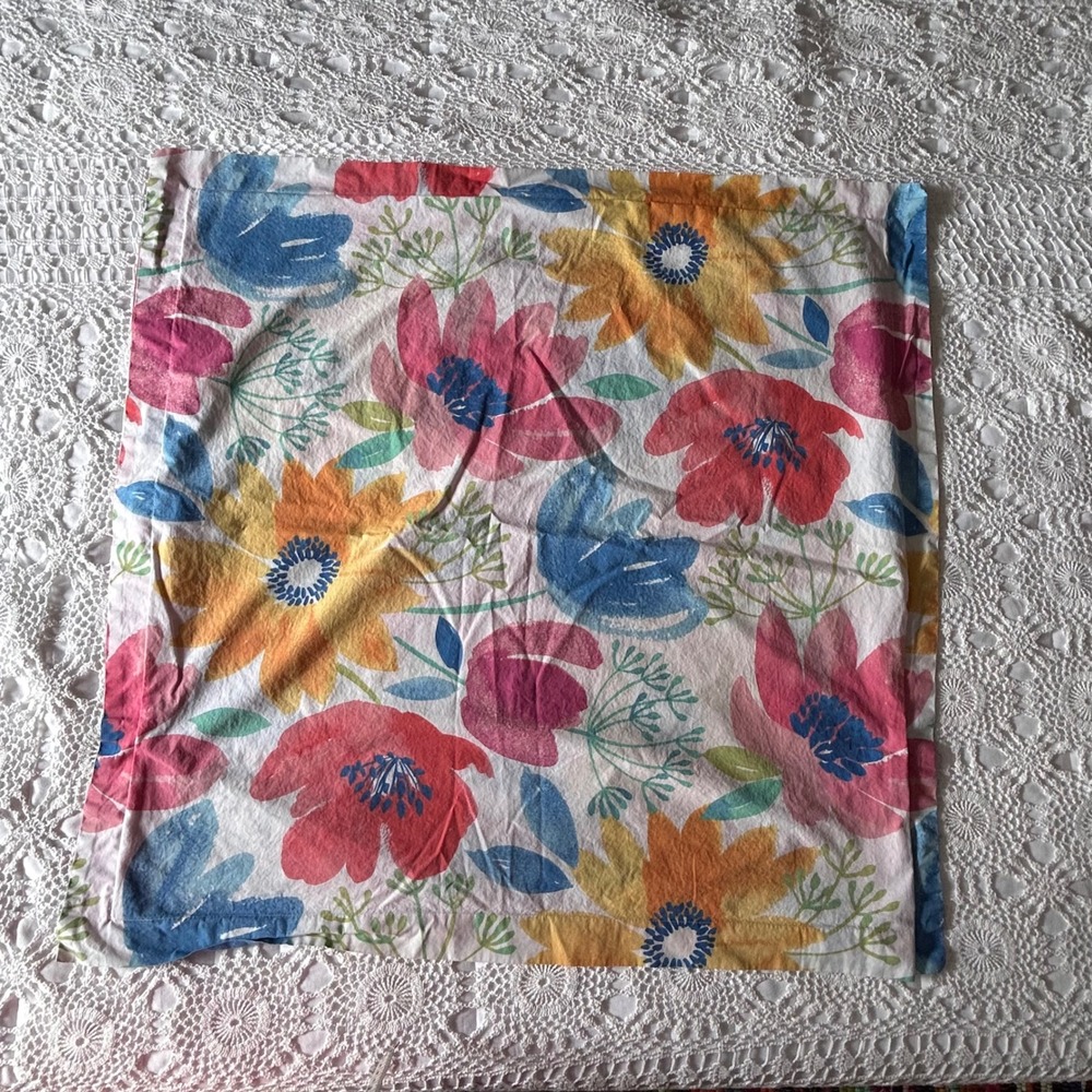 The Company Store Floral Euro Sham 100% Cotton Pink Blue Orange 26x26 50757F